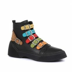 Pavers Leather Chunky Ankle Boots For Women - KARY32003 / 319 738
