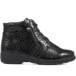Pavers Snake Print Lace-Up Ankle Boots - WBINS34105 / 320 609
