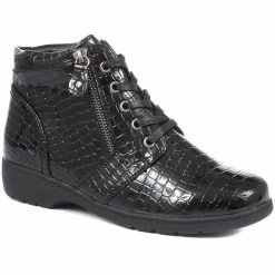 Pavers Snake Print Lace-Up Ankle Boots - WBINS34105 / 320 609