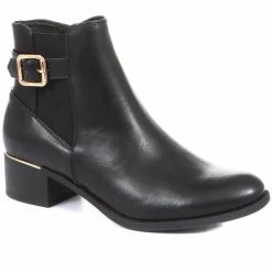 Pavers Women's Gold Buckle Heeled Ankle Boots - WOIL34017 / 320 403 / 320 403