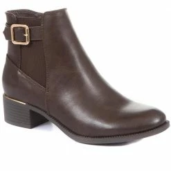 Pavers Women's Gold Buckle Heeled Ankle Boots - WOIL34017 / 320 403 / 320 403