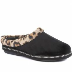 Pavers Faux Fur Trimmed Mule Slippers - RELAX34011 / 320 661