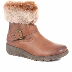Pavers Faux Fur Trimmed Ankle Boots - WOIL34029 / 320 793