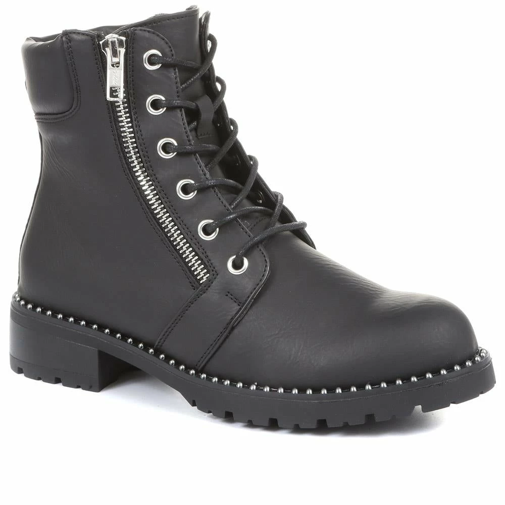 Bellissimo Lace Up Biker Boots - BELROMA34001 / 320 776 1 Bellissimo Lace Up Biker Boots - BELROMA34001 / 320 776