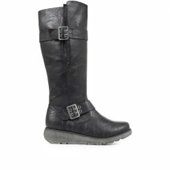 Pavers Wide Fit Ladies Tall Black Buckle Boots - WBINS34103 / 320 791 / 320 791 20 Pavers Wide Fit Ladies Tall Black Buckle Boots - WBINS34103 / 320 791 / 320 791