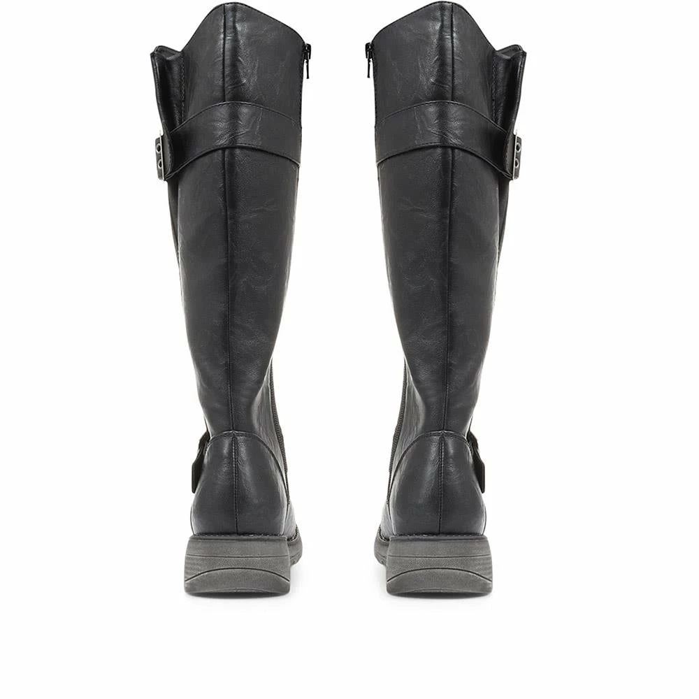 Pavers Wide Fit Ladies Tall Black Buckle Boots - WBINS34103 / 320 791 / 320 791 6 Pavers Wide Fit Ladies Tall Black Buckle Boots - WBINS34103 / 320 791 / 320 791