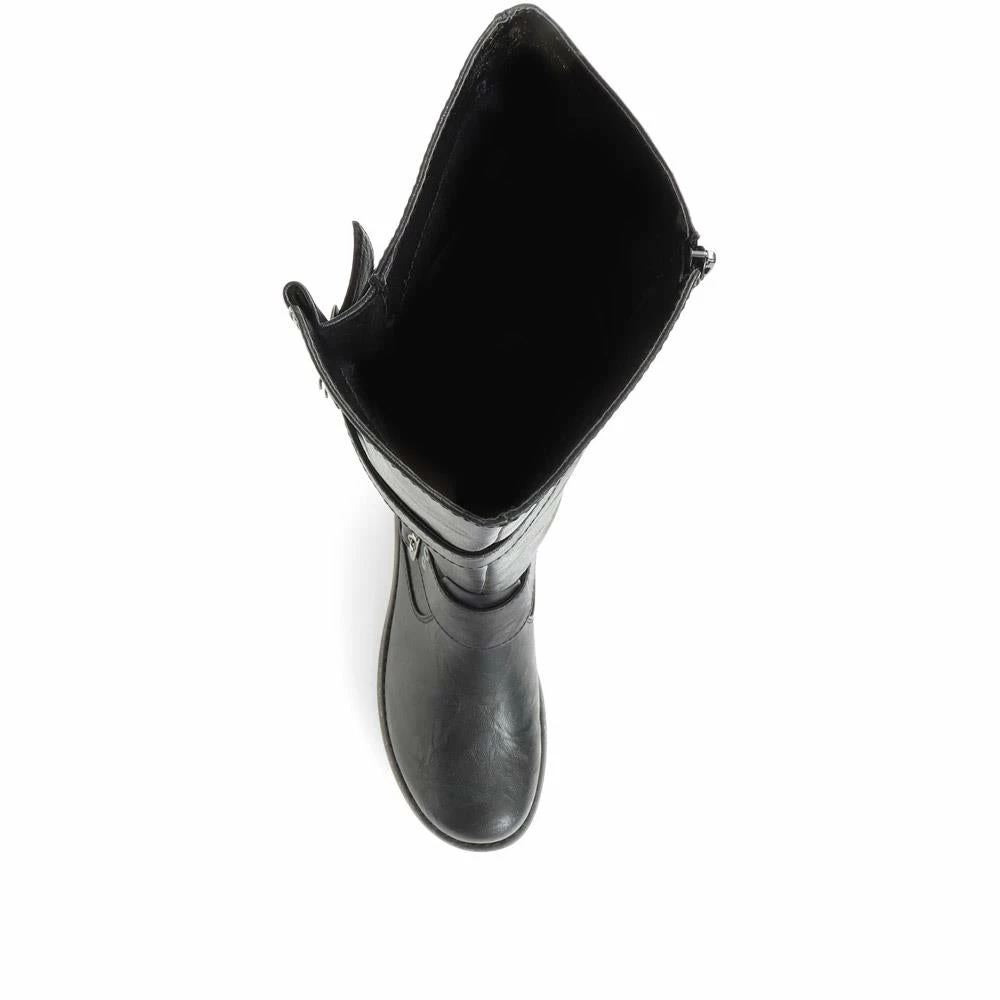 Pavers Wide Fit Ladies Tall Black Buckle Boots - WBINS34103 / 320 791 / 320 791 7 Pavers Wide Fit Ladies Tall Black Buckle Boots - WBINS34103 / 320 791 / 320 791