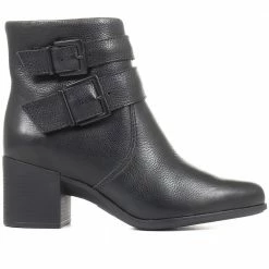 Bellissimo Ladies Black Heeled Leather Ankle Boots - BELBOT34009 / 320 445 / 320 445