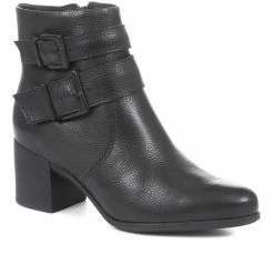 Bellissimo Ladies Black Heeled Leather Ankle Boots - BELBOT34009 / 320 445 / 320 445
