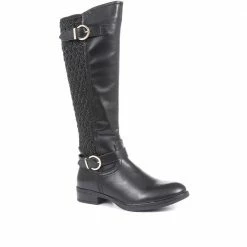 Pavers Patterned Stretch Panel Knee-High Boots - WBINS34177 / 320 710