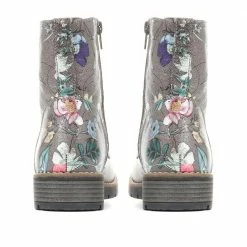 Pavers Ladies Black Floral Print Lace-Up Boots - WBINS32015 / 318 884 / 318 884