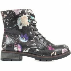 Pavers Ladies Black Floral Print Lace-Up Boots - WBINS32015 / 318 884 / 318 884