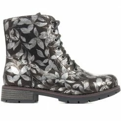 Pavers Ladies Black Floral Print Lace-Up Boots - WBINS32015 / 318 884 / 318 884