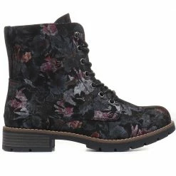 Pavers Ladies Black Floral Print Lace-Up Boots - WBINS32015 / 318 884 / 318 884