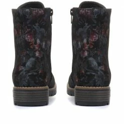 Pavers Ladies Black Floral Print Lace-Up Boots - WBINS32015 / 318 884 / 318 884