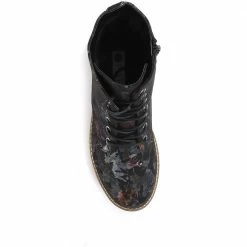 Pavers Ladies Black Floral Print Lace-Up Boots - WBINS32015 / 318 884 / 318 884