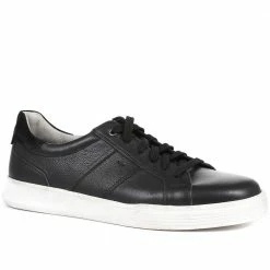 Pavers Wide Fit Leather Lace-Up Trainers - PARK35001 / 321 561